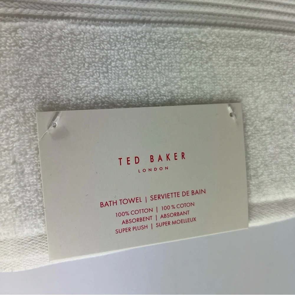 Ted Baker London Bath Towels Set of 2 Spa White Super Plush 100% Cotton NEW